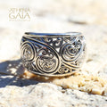 Kallisto Open Band Swirl Ring - Sterling Silver - Cigar Band Ring