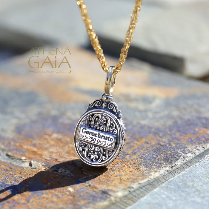 Pop Rocks Oval Pendant - 18k Gold & Sterling Silver Pendant