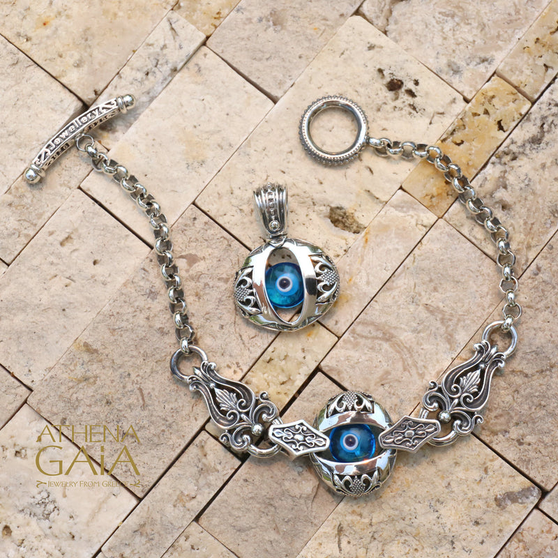 Zelda Evil Eye Pendant - Sterling Silver - Reversible Evil Eye Pendant