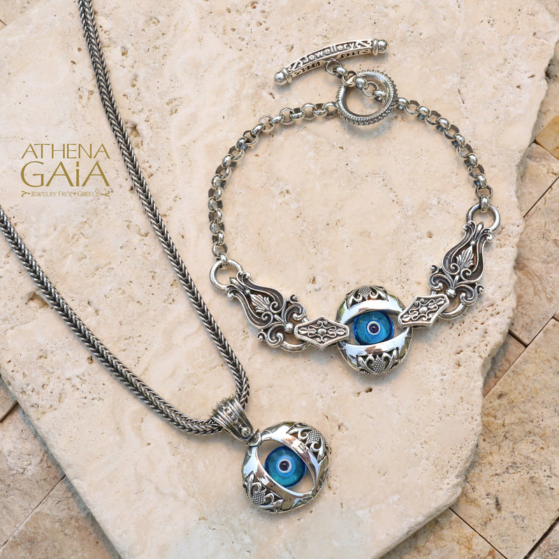 Zelda Evil Eye Pendant - Sterling Silver - Reversible Evil Eye Pendant