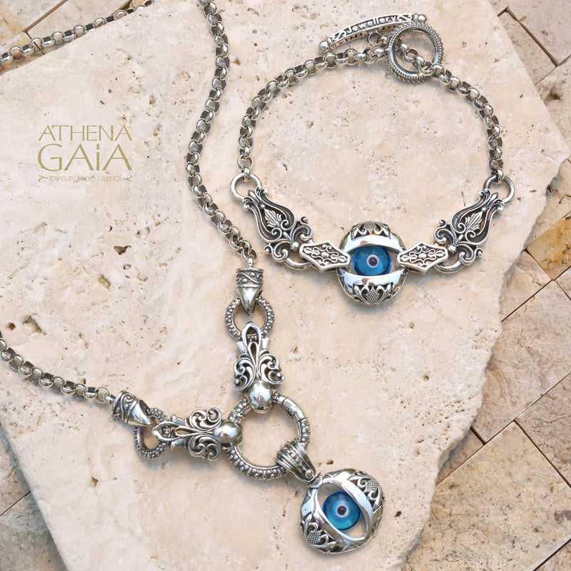 Single Zelda Anthemion Bracelet - Sterling Silver - Evil Eye Bracelet