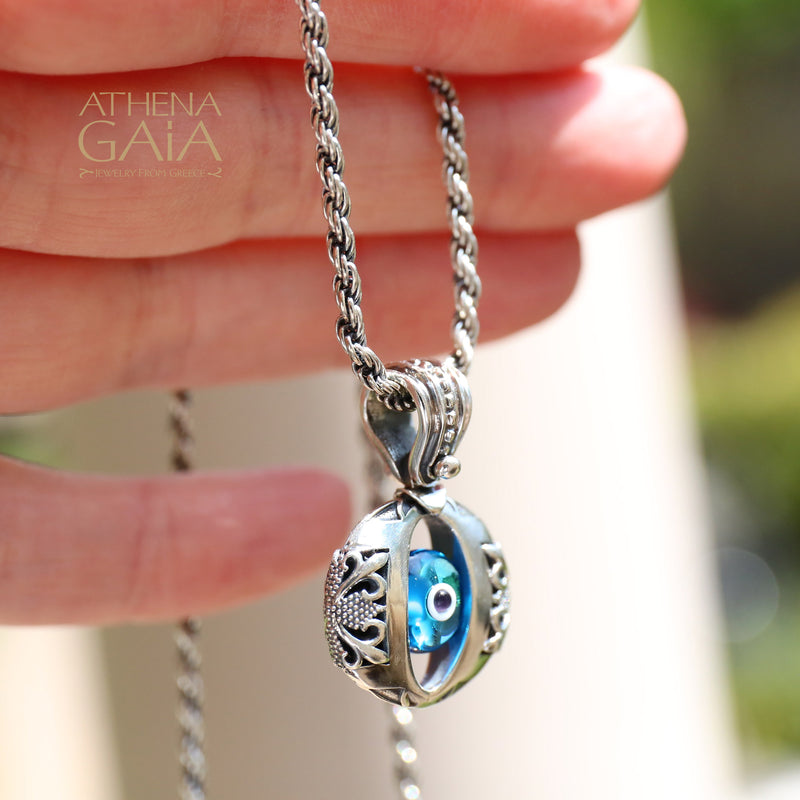 Zelda Evil Eye Pendant - Sterling Silver - Reversible Evil Eye Pendant