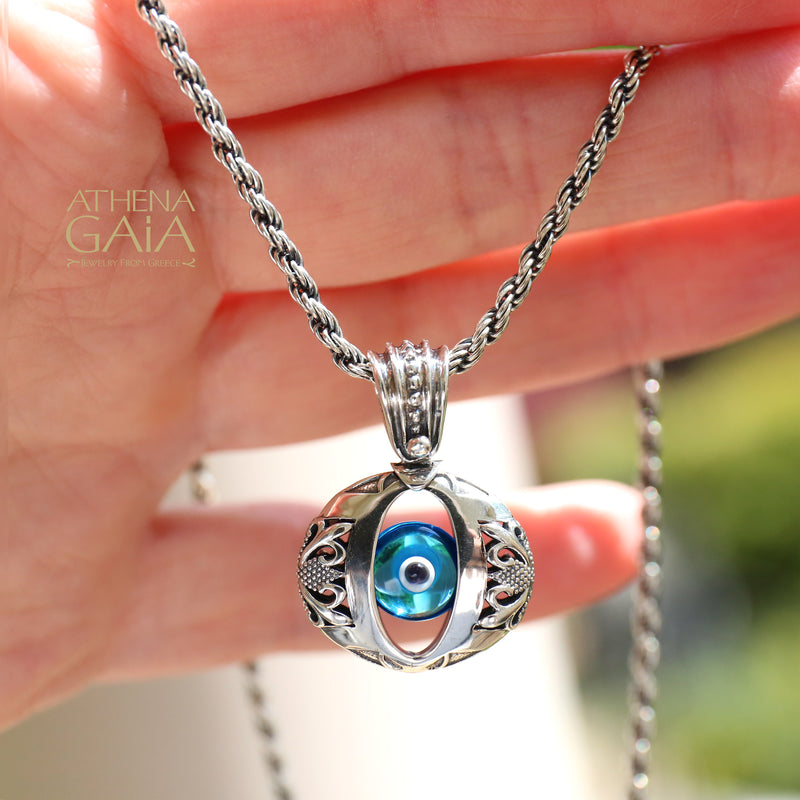 Zelda Evil Eye Pendant - Sterling Silver - Reversible Evil Eye Pendant