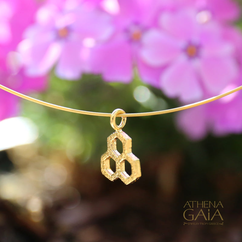 Triple Honeycomb Necklace - 14k Gold Necklace