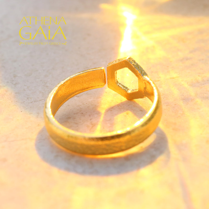 Single Honeycomb Ring - 14k Gold Ring
