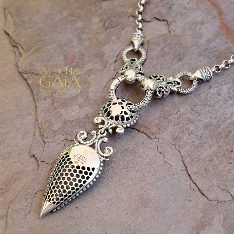 Anthemion Drop Pendant - Sterling Silver Pendant