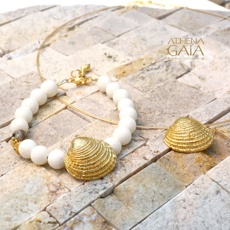 Clam Shell Necklace - Gold Plated Sterling Silver Necklace