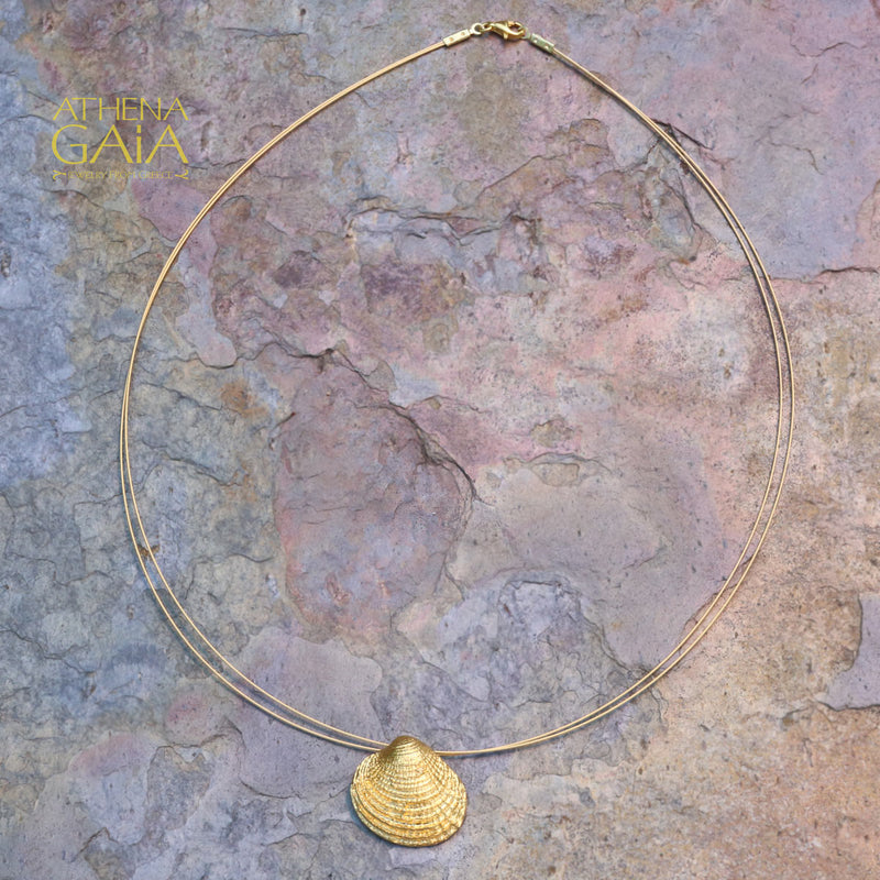 Clam Shell Necklace - Gold Plated Sterling Silver Necklace