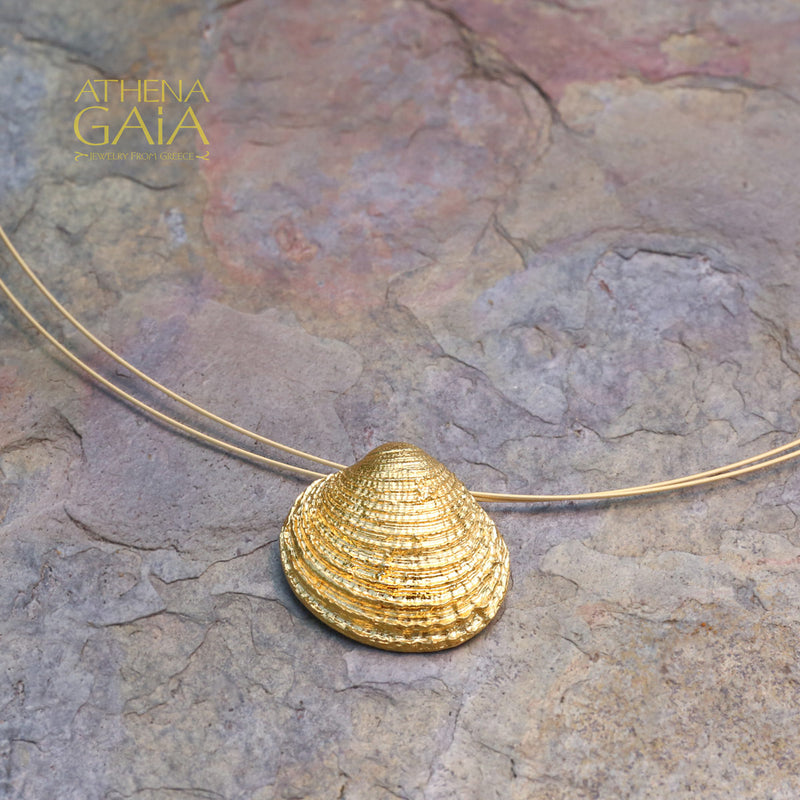 Clam Shell Necklace - Gold Plated Sterling Silver Necklace