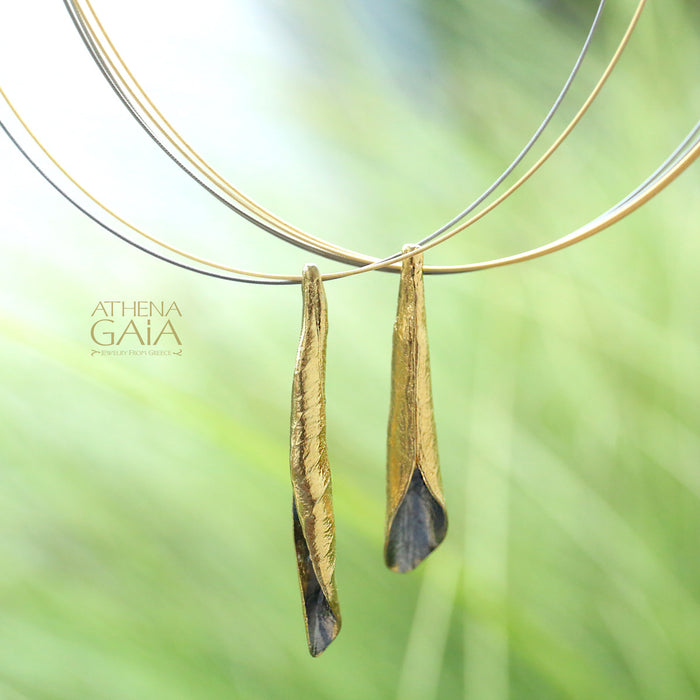 Curled Leaf Pendant - Gold Plated Sterling Silver Necklace (In-Stock)