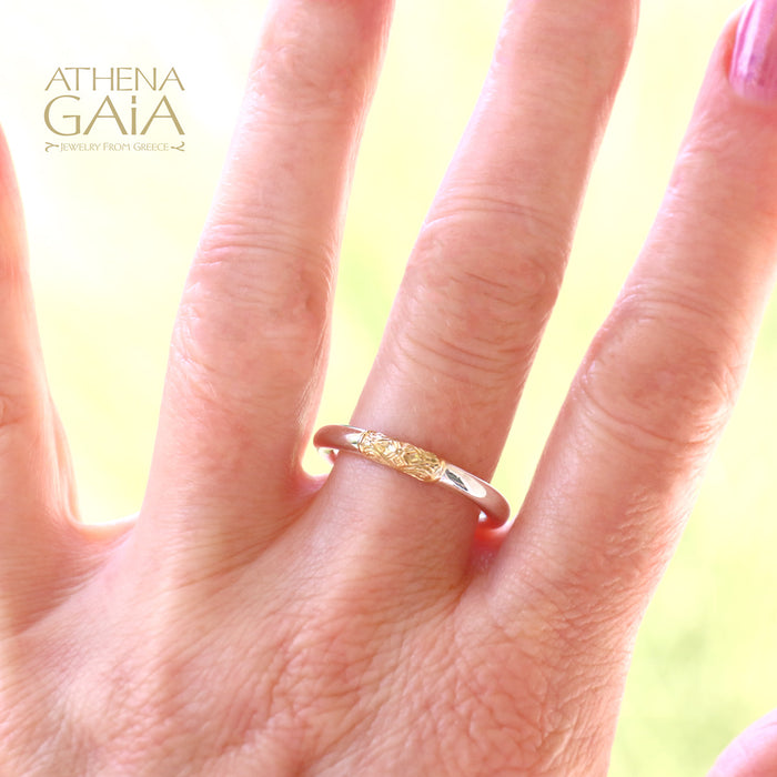 Simplicity Band Ring - 18k Gold & Sterling Silver Ring - Stackable Ring