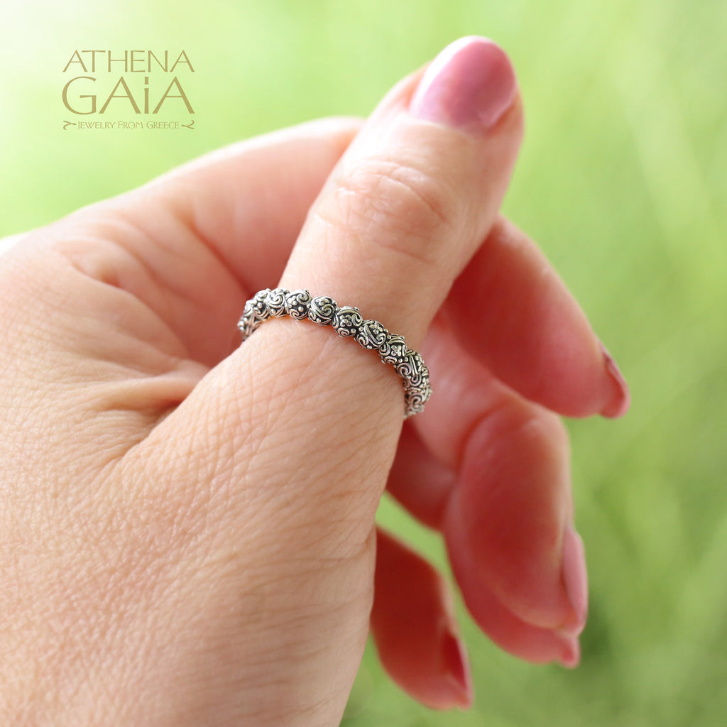 Meadow Breeze Circle Accent Ring - Sterling Silver Ring - Stackable Ring