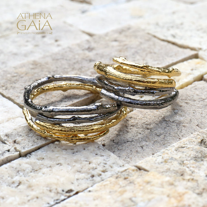 Double Branch Ring - Gold Plated Sterling Silver Ring