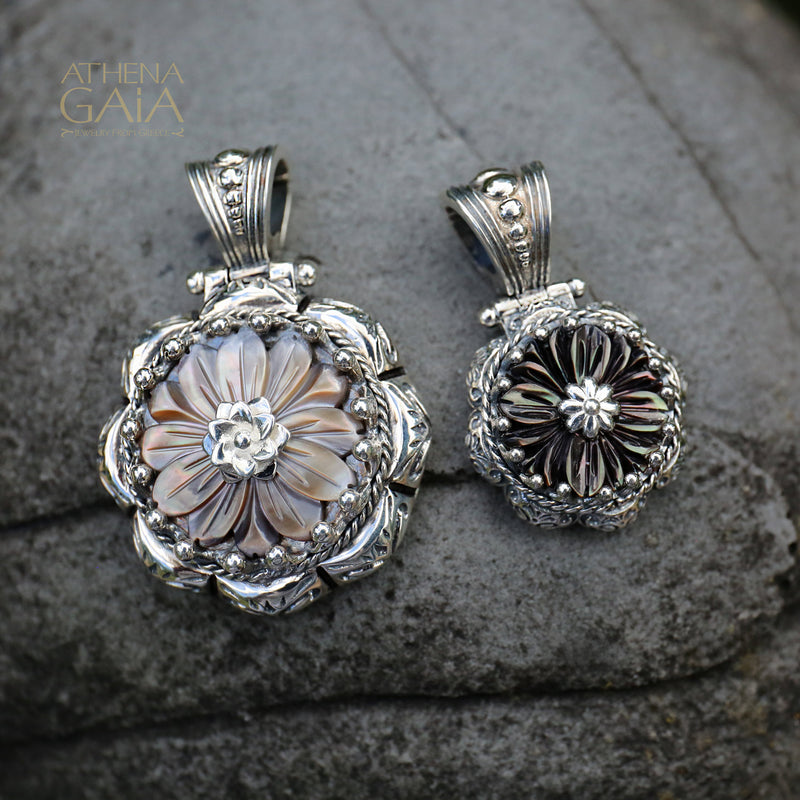 Mother of Pearl Flower Pendant - Sterling Silver Pendant