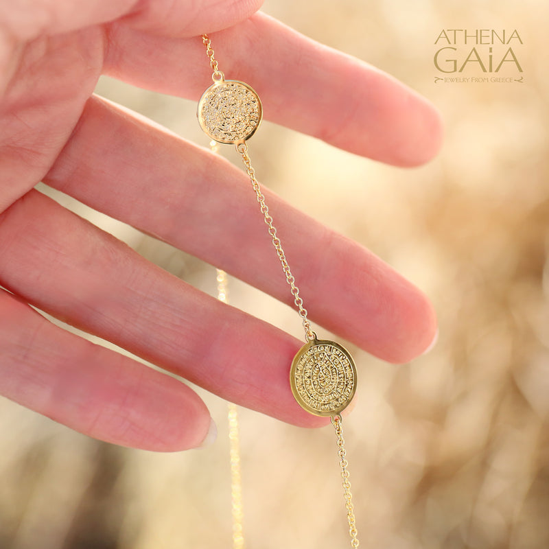 Phaistos 3-Disc Necklace - 14k Gold Necklace