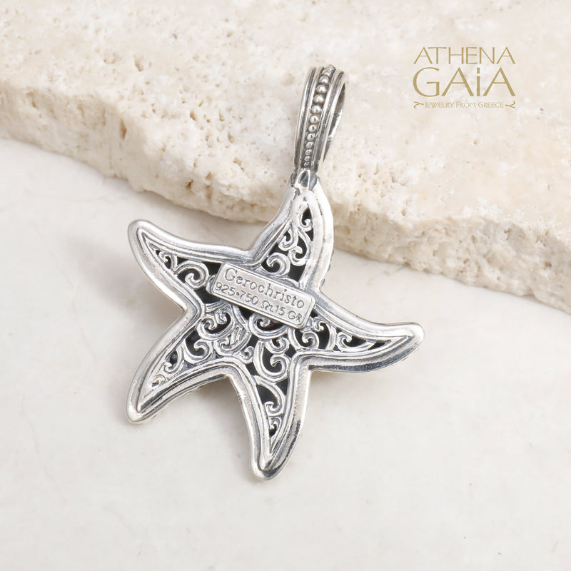 Thalassa Starfish Gemstone Pendant - 18k Gold & Sterling Silver Pendant