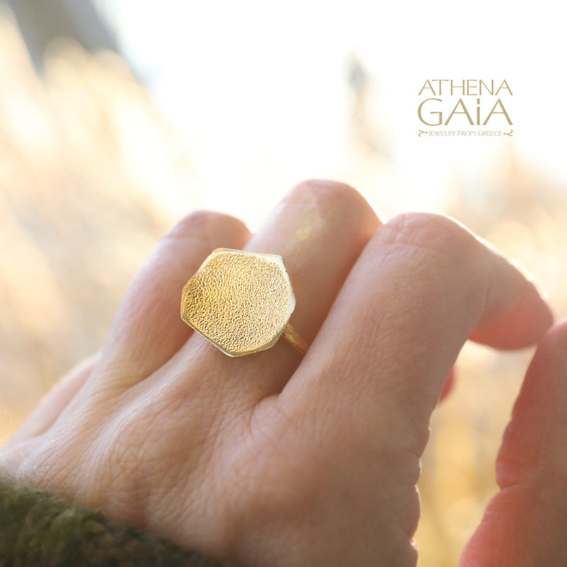 Desert Grain Ring (Small) - Gold Plated Sterling Silver Ring