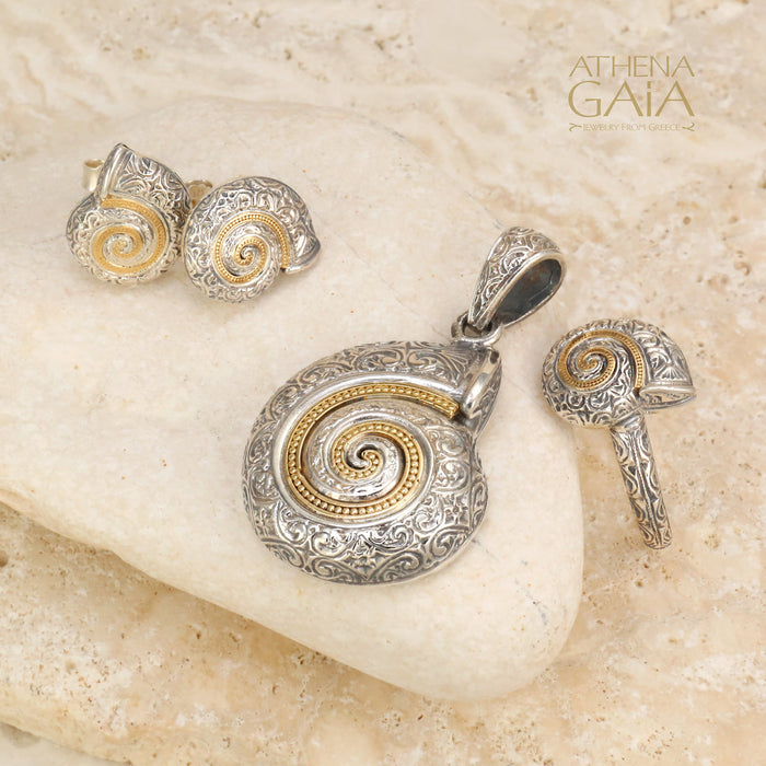 Thalassa Sea Snail Pendant - 18k Gold & Sterling Silver Pendant