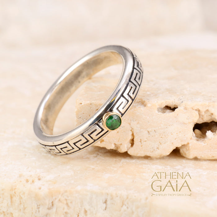 Meander Stackable Band Ring - 18k Gold & Sterling Silver Ring - Stackable Ring (In-Stock)