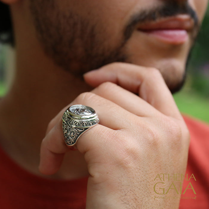 Helios Circle Ring - Sterling Silver Ring - Signet Ring