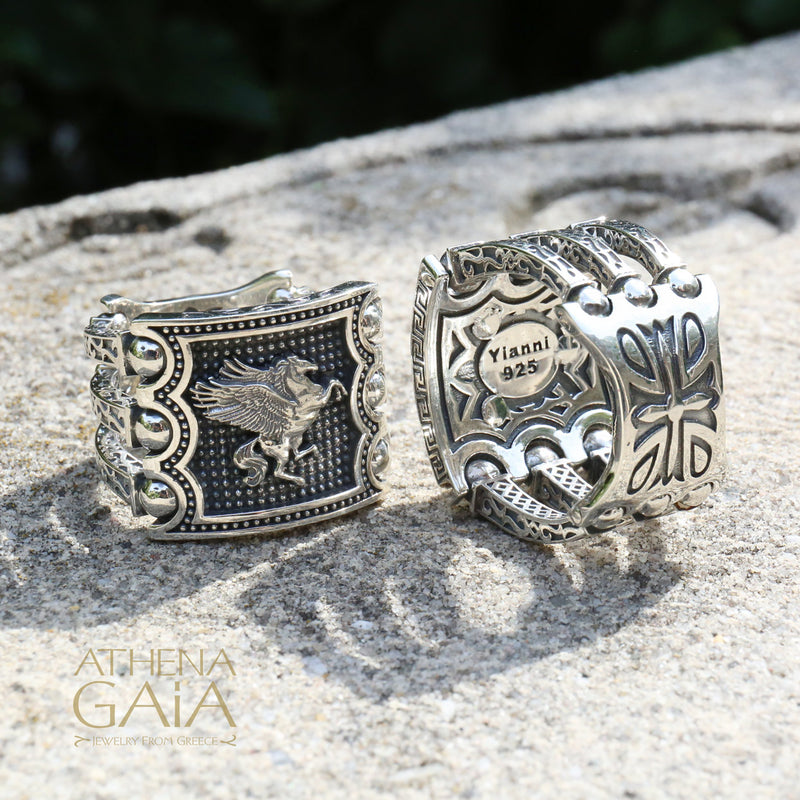 Hinged Triple Bar Ring - Sterling Silver Ring - Club Ring