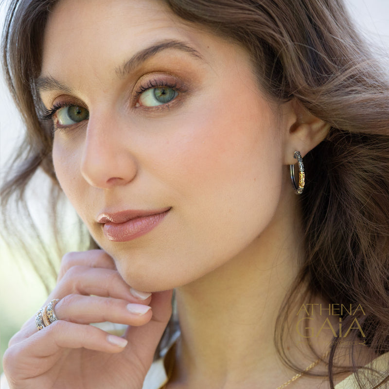 Meadow Breeze Single Accent Hoop Earrings - 18k Gold & Sterling Silver