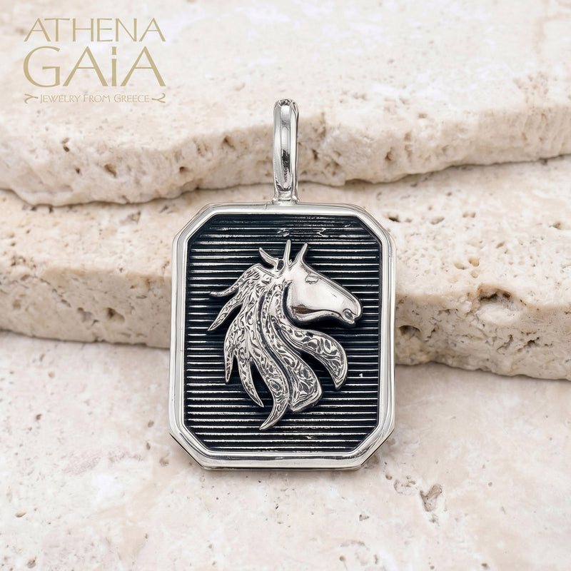 Horse Square Pendant - Sterling Silver - Talisman