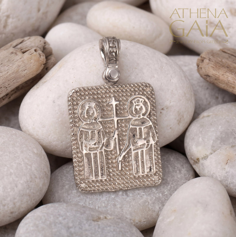 ICXC NIKA Konstantino and Eleni Konstantinata Cross - Sterling Silver - Tablet Konstantinata