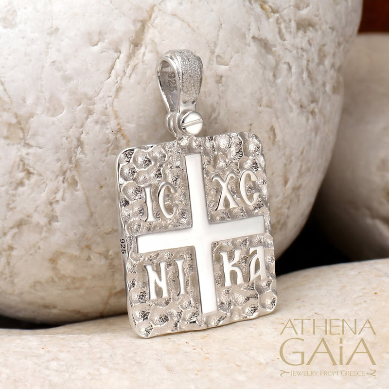 ICXC NIKA Konstantino and Eleni Konstantinata Cross - Sterling Silver - Tablet Konstantinata