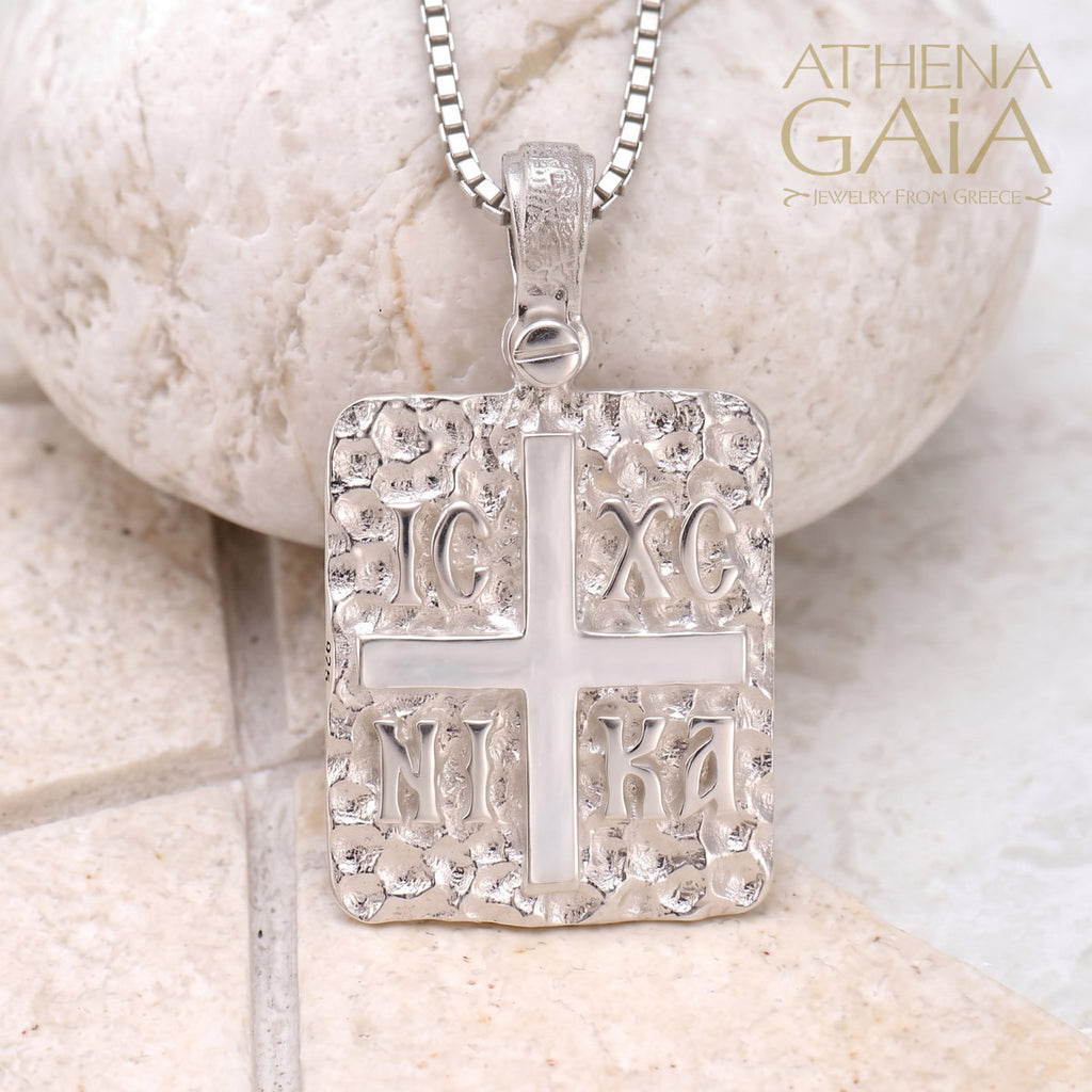 ICXC NIKA Konstantino and Eleni Konstantinata Cross - Sterling Silver - Tablet Konstantinata