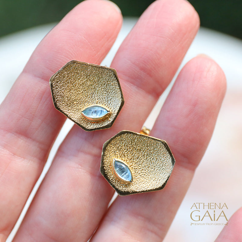 Desert Oasis Earrings - Gold Plated Sterling Silver - Topaz Post Earrings
