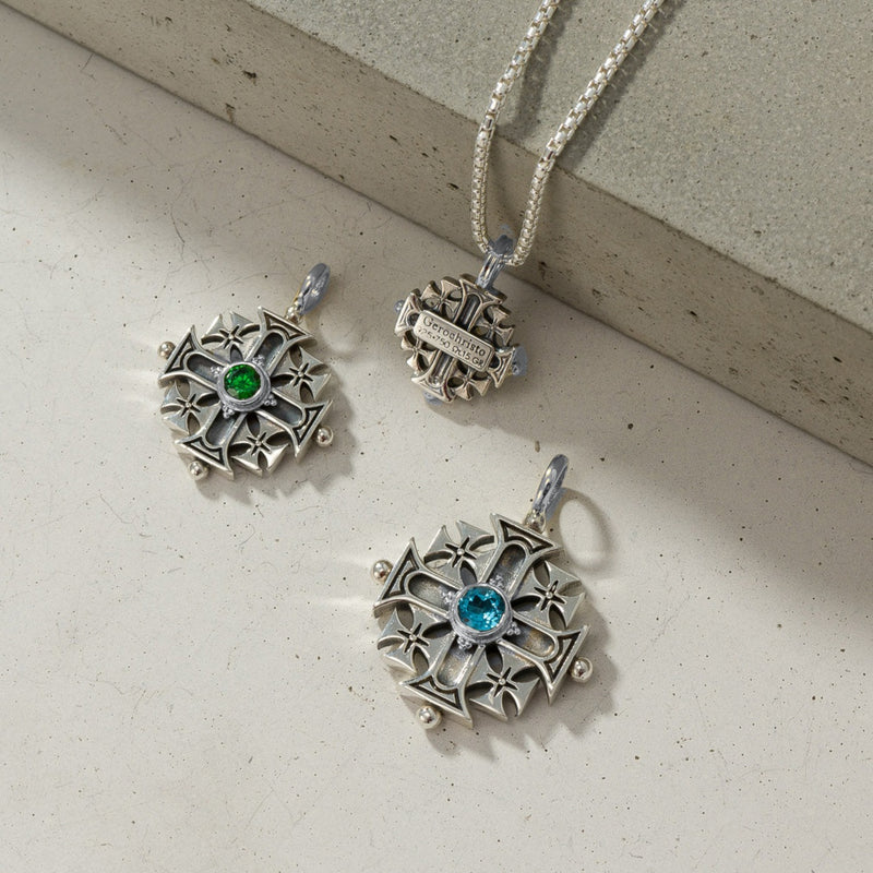 Jerusalem Cross (Medium) - Sterling Silver - Crusader Cross Necklace