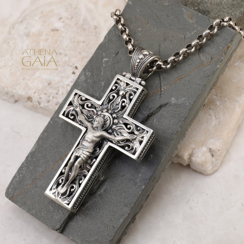 Open Crucifix Latin Cross - Sterling Silver - Cross Necklace