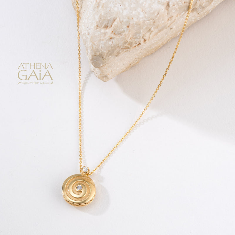 Elegant Enamel Reversible Spiral Pendant Necklace - 18k Gold Necklace