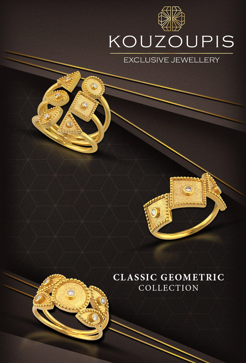 Diamond Shapes Geometric Cross - 18k Gold - Greek Cross - Orthodox Cross