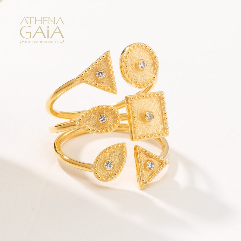 Geometric Light Ring - 18k Gold Ring - Cocktail Ring
