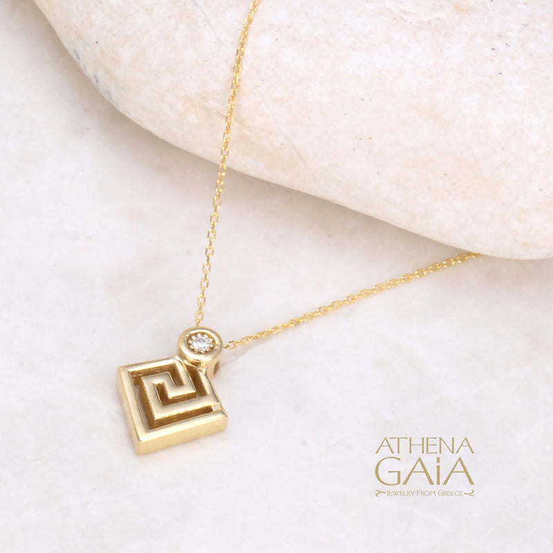 Mythical Diamond Key Pendant Necklace - 18k Gold Necklace