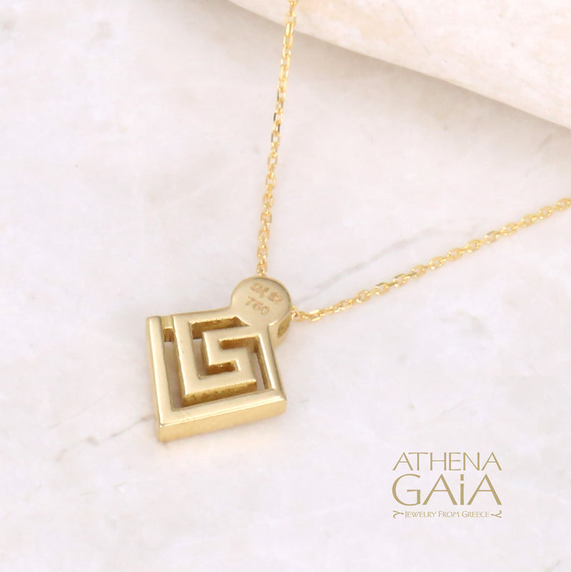 Mythical Diamond Key Pendant Necklace - 18k Gold Necklace