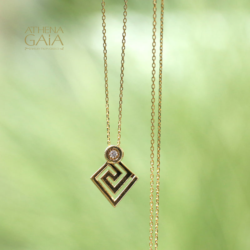 Mythical Diamond Key Pendant Necklace - 18k Gold Necklace