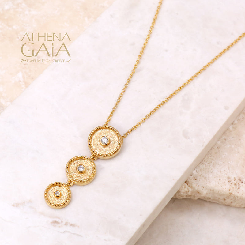 Geometric Descending Circles Necklace - 18k Gold Necklace