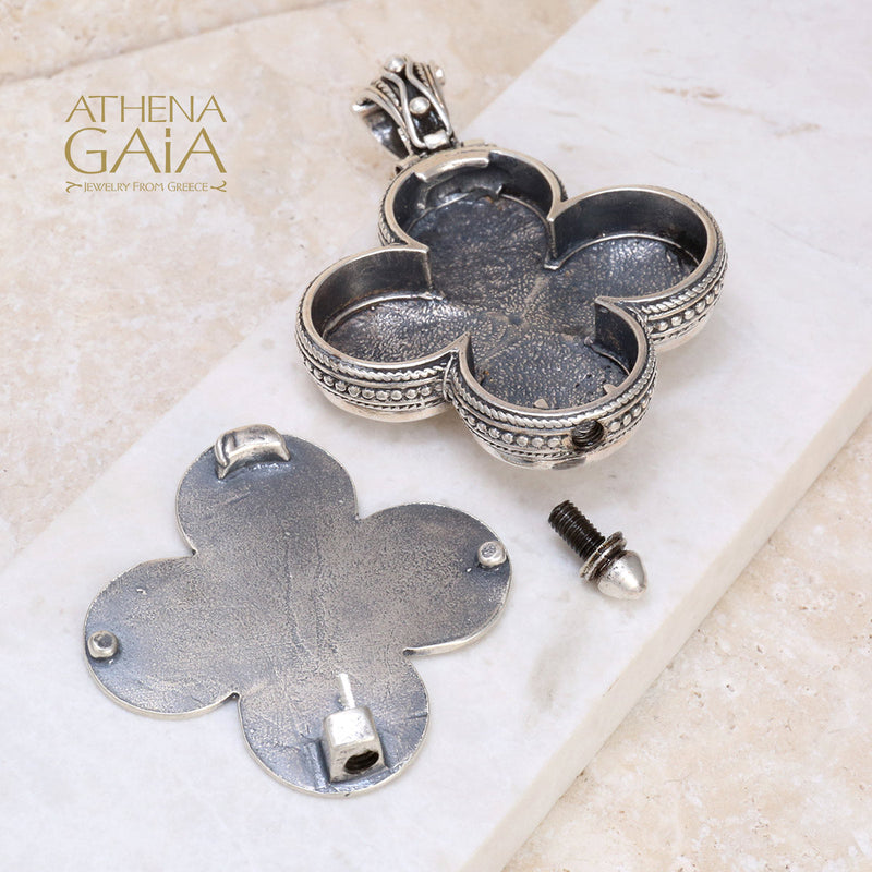 Silver Clover Locket Pendant - Sterling Silver Pendant