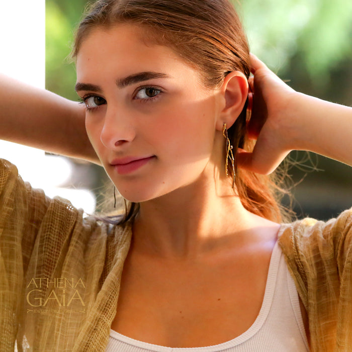 Long Branch Earrings - Gold Plated Sterling Silver Earrings