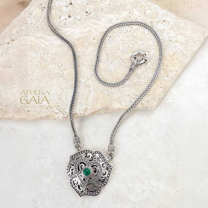 Lotus Heart Pendant Necklace - Sterling Silver Necklace