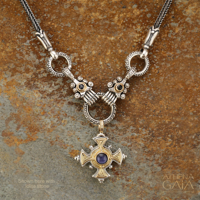 The Stone Maltese Cross (Large) - 18k Gold & Sterling Silver - Cross Necklace