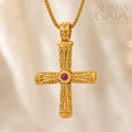 Columns Solid Orthodox Cross (Large) - 18k Gold - Byzantine Cross