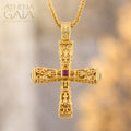 Pillars Orthodox Cross (Large) - 18k Gold - Byzantine Cross