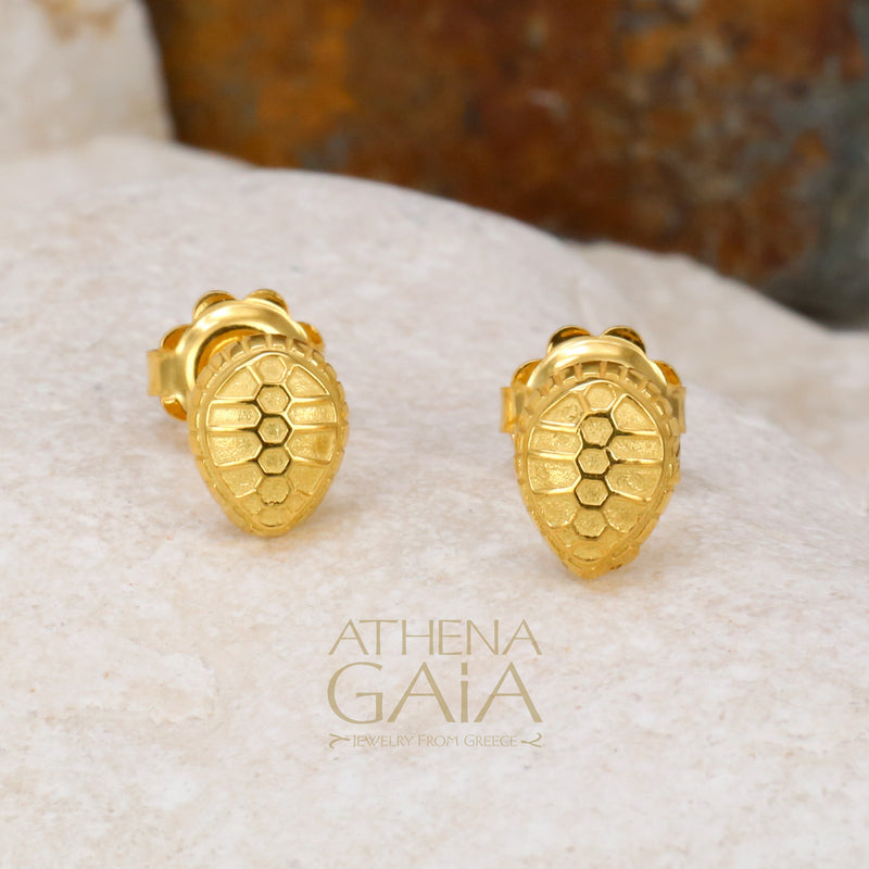 Cosmos Tortoise Post Earrings - 18k Gold Earrings