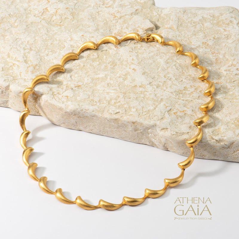 Ocean Waves Shortwave Necklace - 18k Gold Necklace