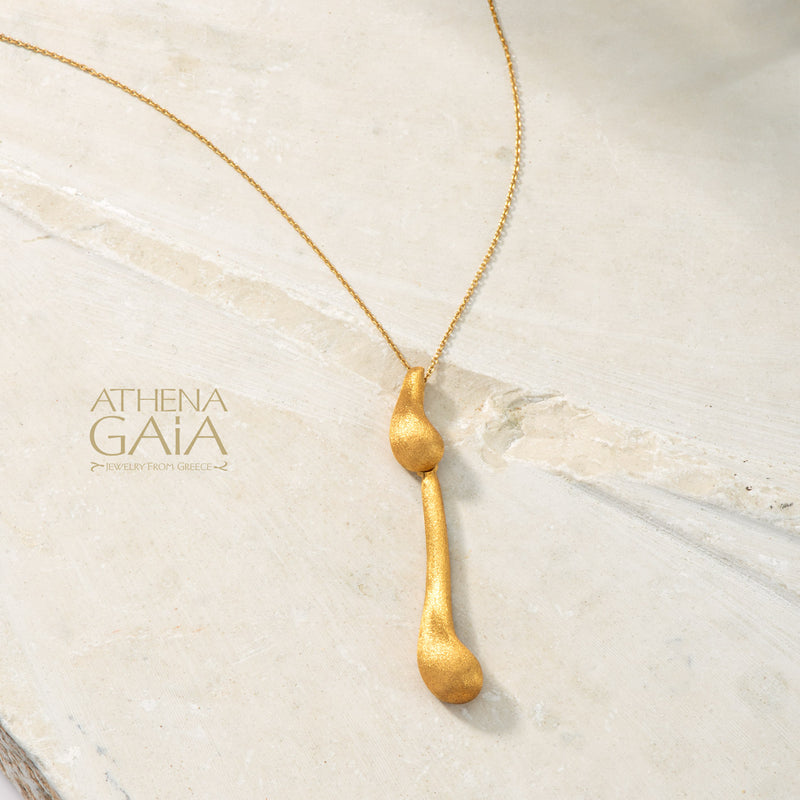 Ocean Waves Drops Pendant Necklace - 18k Gold Necklace