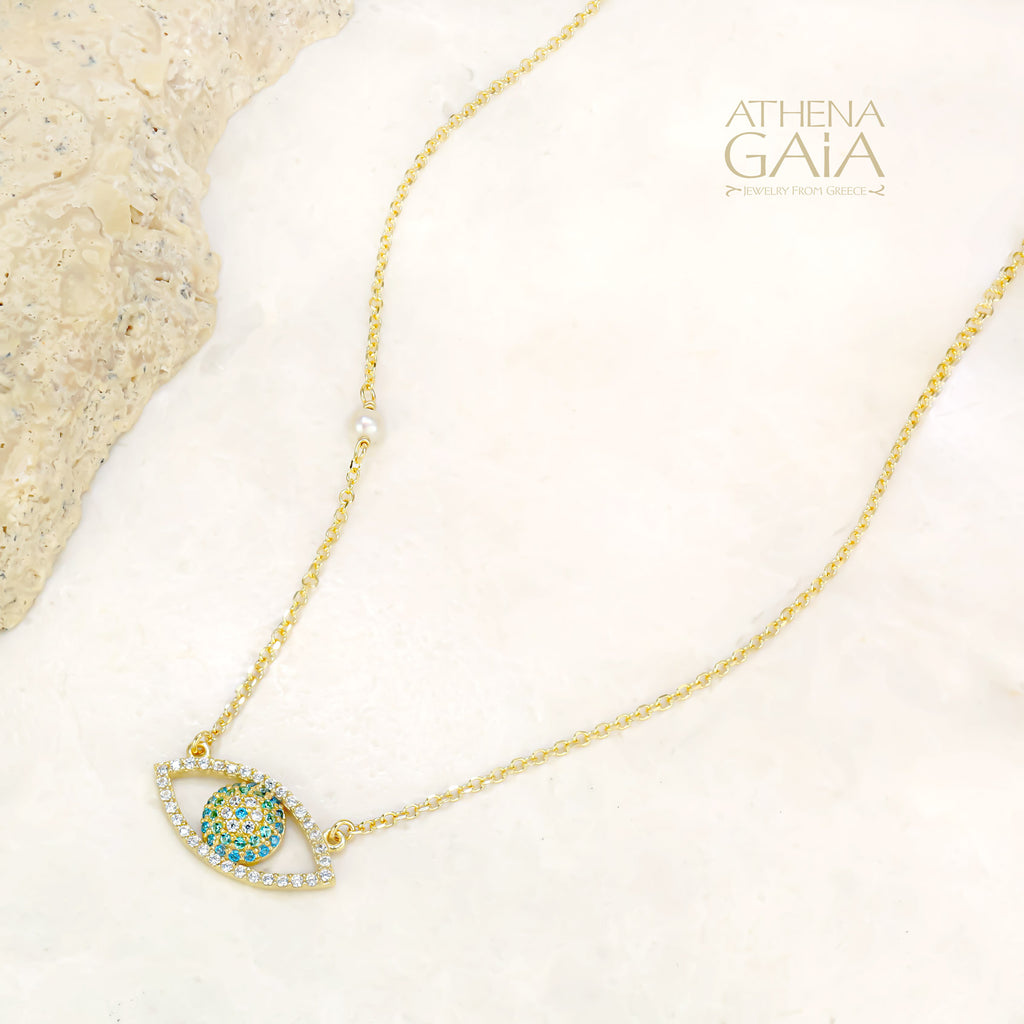 Mati Open Evil Eye Necklace (Large) - 14k Yellow Gold Necklace (In-Stock)